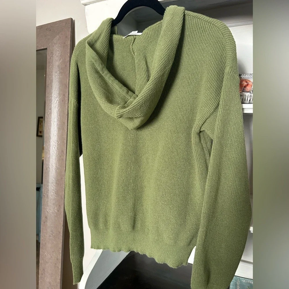 Heimish Sage Green Hooded Rib Knit Cardigan Sweater Olive Green Small - Picture 3 of 3